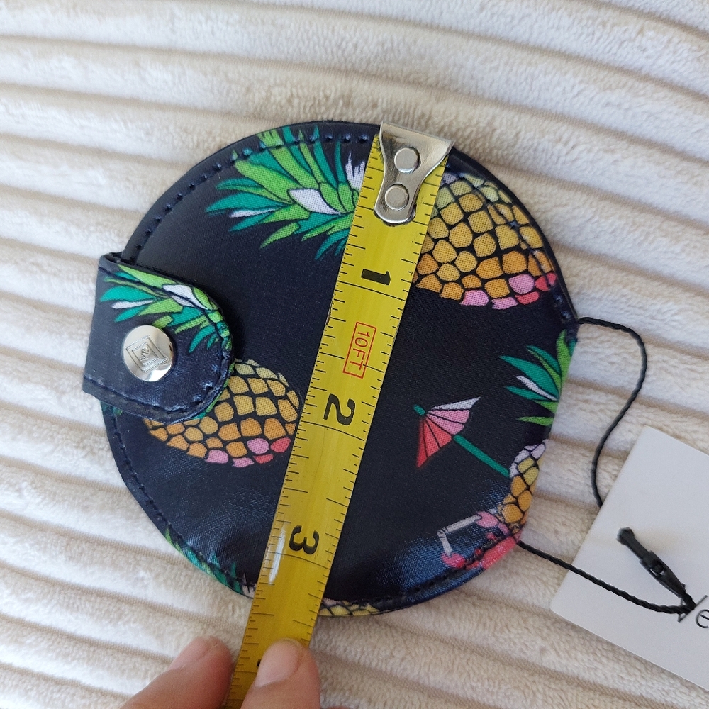 Vera Bradley Pineapple Compact Mirror - Black with Yellow & Green - Picture 5 of 6